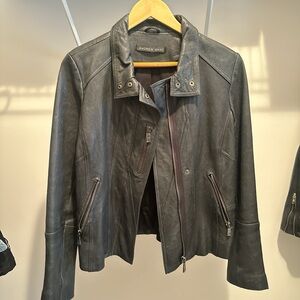 Andrew Marc Heavy Black Leather Moto Jacket